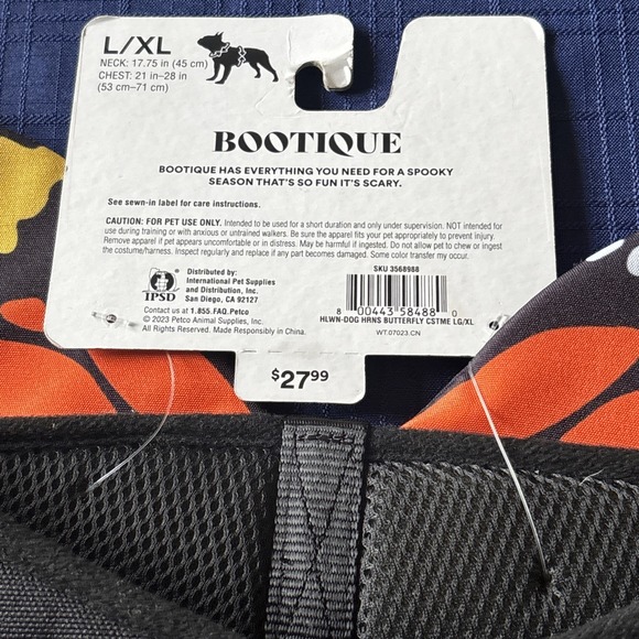 Halloween Butterfly Glow Harness Costume for Dogs, Large-X-Large‎ Bootique NWT - Picture 3 of 6